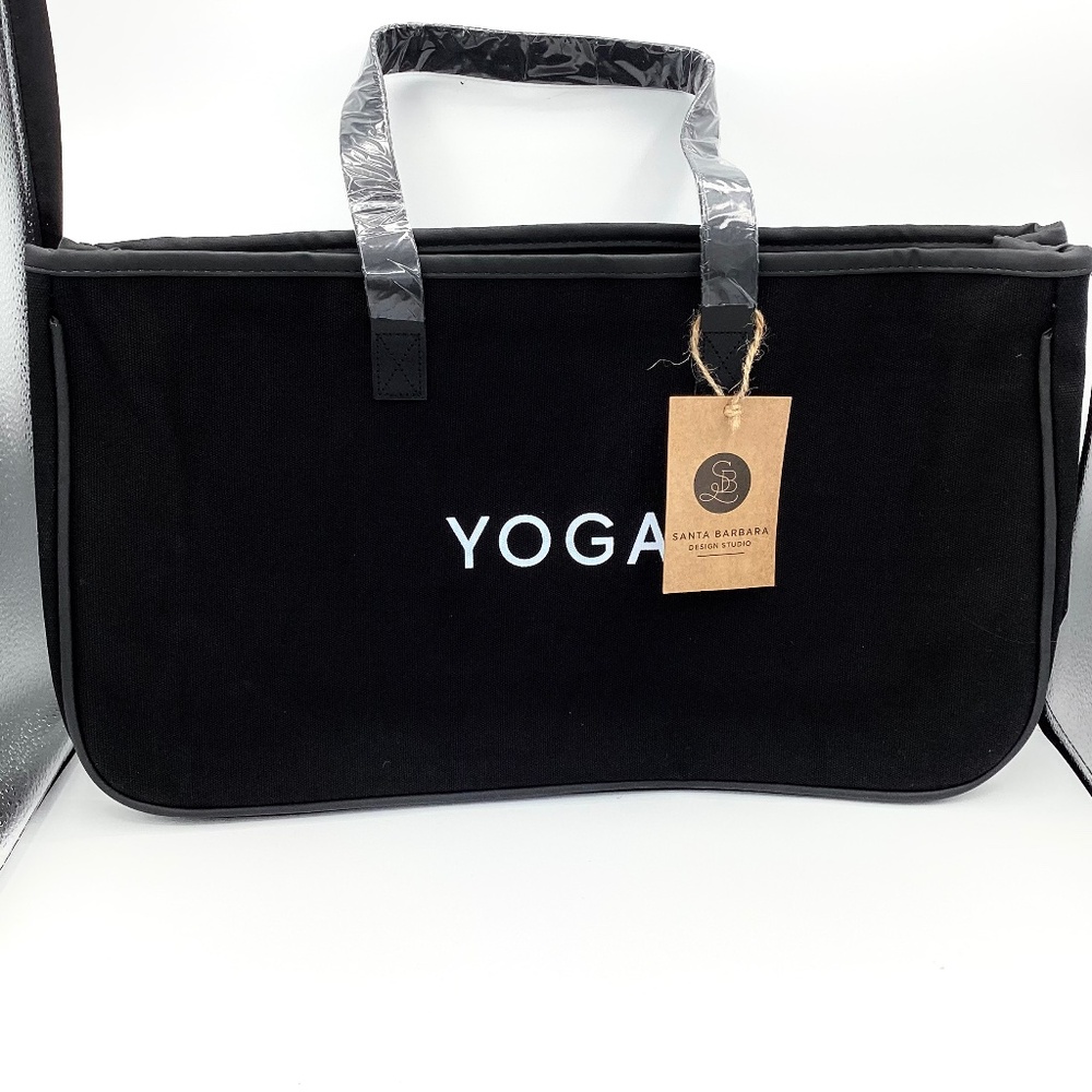 Santa Barbara Black Canvas Yoga Tote Bag. NEW